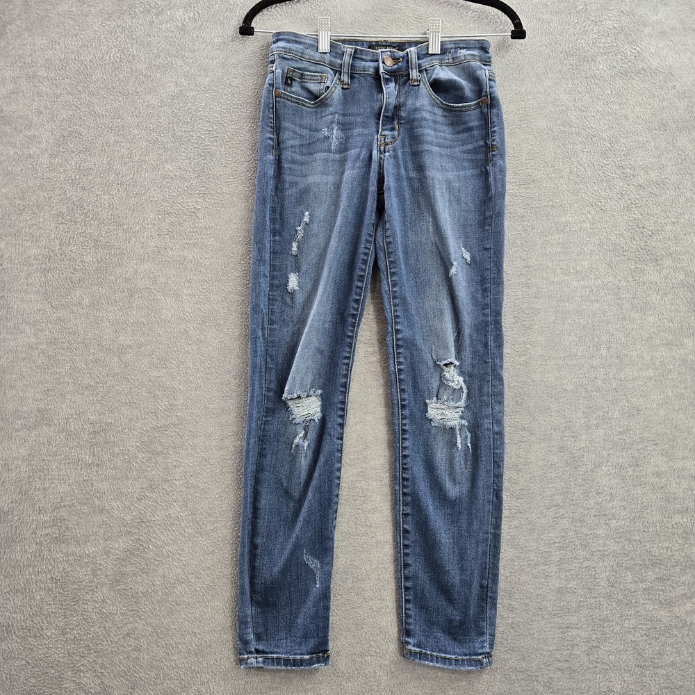 Judy Blue Women Jeans 5/27 Denim JB8271DK Distressed 27" Inseam Cotton